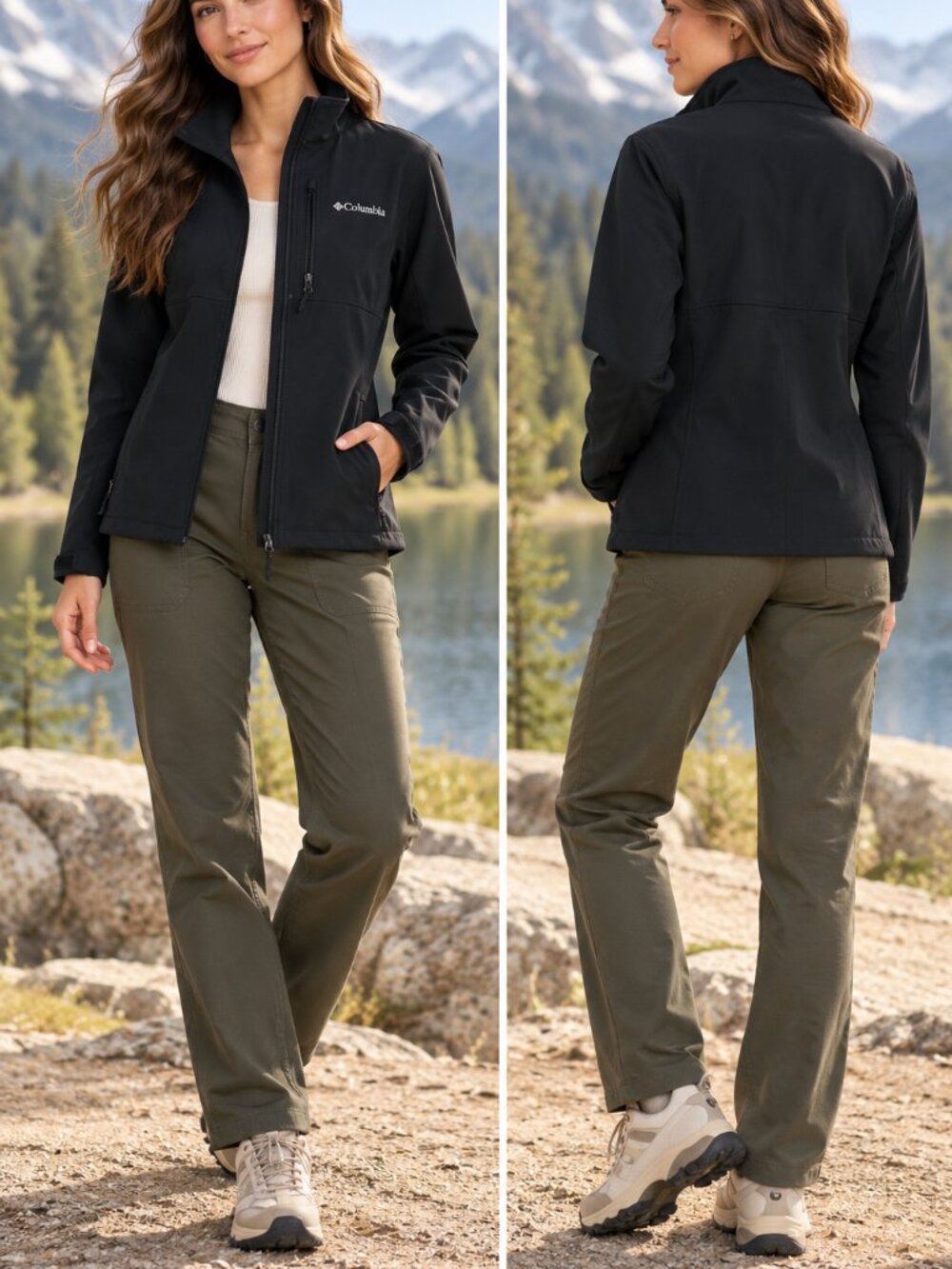 Columbia Black Softshell Full Zip Jacket Size M